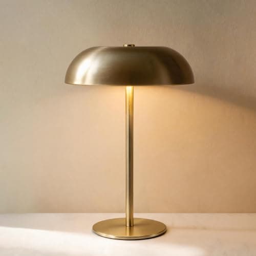 Portable LED Mushroom Table Lamp, Cordless Gold Table Lamp with 3 Color Stepless Dimming, Touch Control, Adjustable Height, Touch Lamp for Nightstand, Bedroom, Coffee Table, Bar, Restaurant, Wedding - Image 1