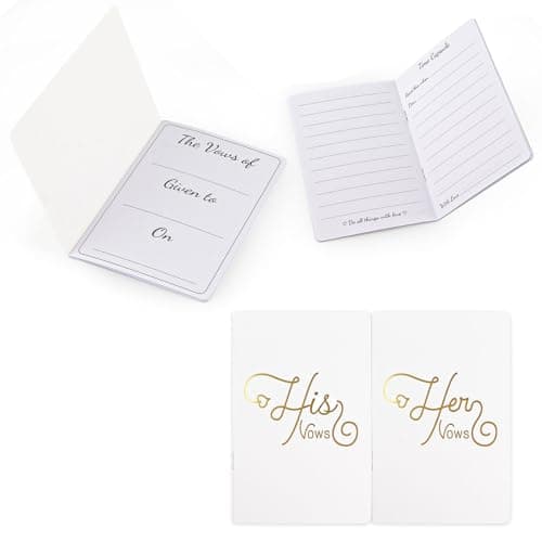 LERCTH Wedding Vow Books Set for Couple - His & Hers Gold Foil Vow Journal with Handwritten Memory Pages - Image 1