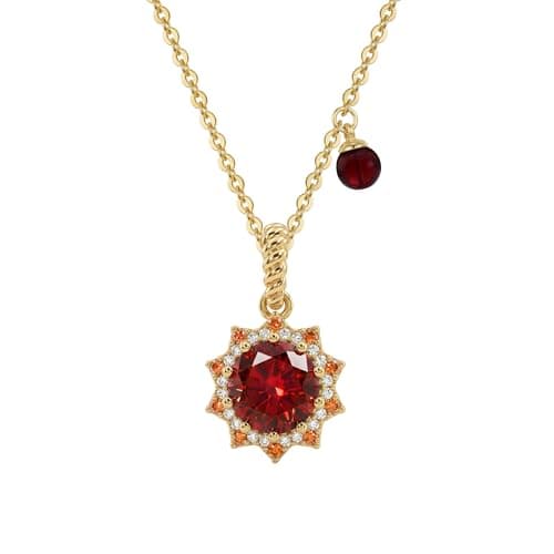 MTMY Birthstone Necklace for Women, 14K Gold Plated Sunburst Necklace with Removable Charm Birthday Jewelry Gift (January) - Image 1