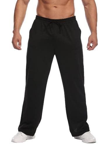Deyeek Sweat Pants for Mens Baggy Fleece Sweatpants Open Leg Joggers Pants Lounge Pants with Pockets Black Sweatpants Men - Image 1