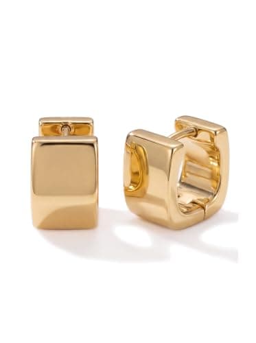 MUMREUES Gold Earrings for Women Trendy 14K Gold Plated Small Chunky Huggie Earrings Dainty Minimalist Simple Hypoallergenic Hoop Earrings Jewelry Gifts for Her - Image 1
