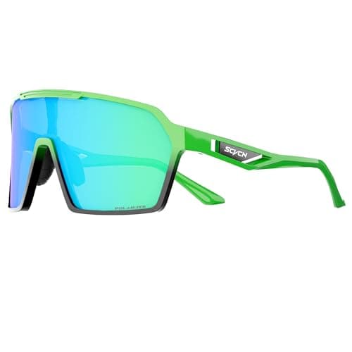 SCVCN Polarized Sports Sunglasses UV Protection for Women Men Cycling Glasses MTB Riding Goggles Bicycle Mountain Bike Glasses Baseball Running Fishing Triathlon Golf Driving Green