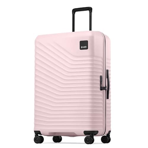 Coolife Hardside Luggage Upgrade Durable PC Lightweight Travel Suitcases with Dual Spinner Wheels & TSA Lock (Pink, Checked-Large 28-Inch) - Image 1