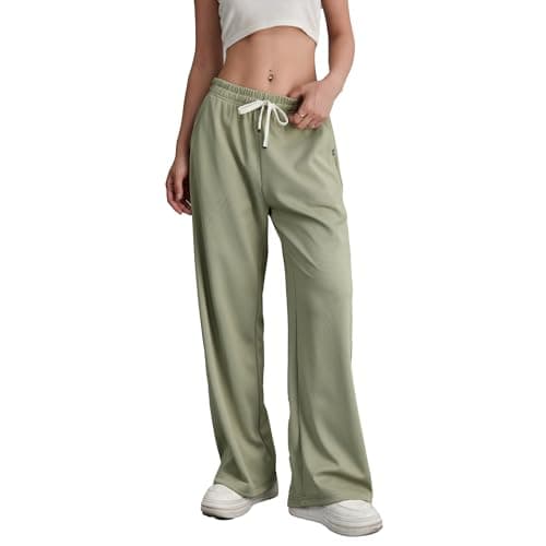 V.A.TOR 189 UNCO&BOROR Women's High Waisted Wide Leg Sweatpants Loose Fit Lounge Legging Pajama Pants with Drawstring Green M - Image 1