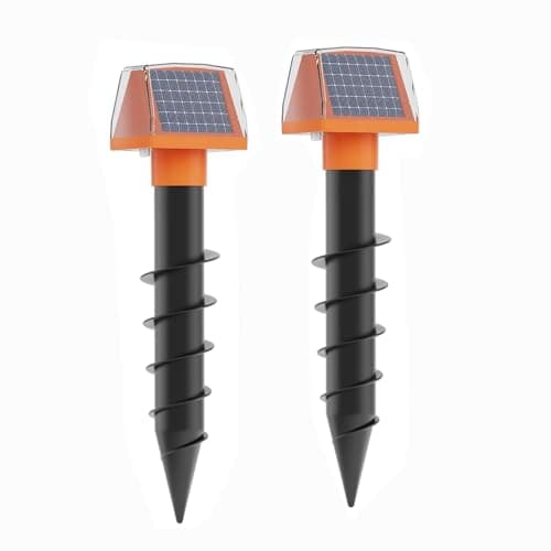 Mole Repellent Screw Solar Powered Gopher Deterrent Stake for Outdoor Lawns with Electic Vibration, Repels Snake Vole Groundhog Armadillo from Yard and Garden (2 Pack) - Image 1