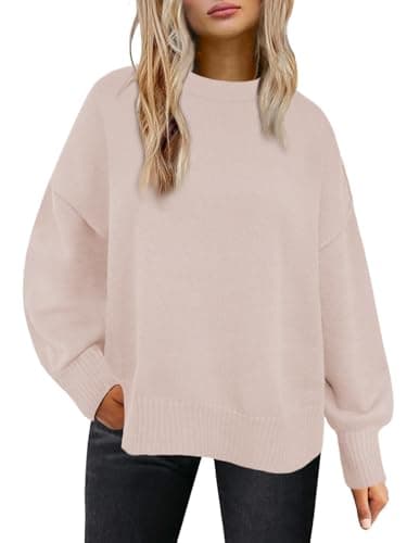 Sweaters for Women Early Fall Fashion Must Haves Winter Clothing Outfits 2025 Trendy Long Sleeve Tops for Women Fall Clothes Oversized Sweater Sweatshirts Loose Fit Dressy Tunics Old Money Apricot L - Image 1