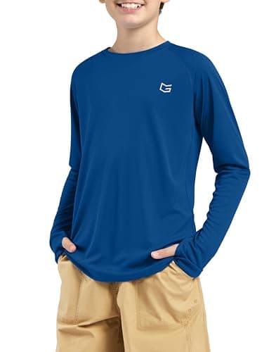G Gradual Boy's Rash Guard UPF 50+ Sun Protection Shirt Quick Dry Long Sleeve Swim Shirts Lightweight SPF Youth Fishing Shirt(Blue,S) - Image 1