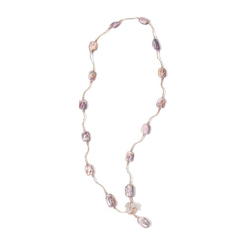 Pearl Necklaces for Women Lariat Necklace Exquisite Long Necklace Baroque Pearl Y Necklace Handmade Lariat Sweater Necklace Rose Gold Long Necklace Women Jewelry Gifts - Image 1