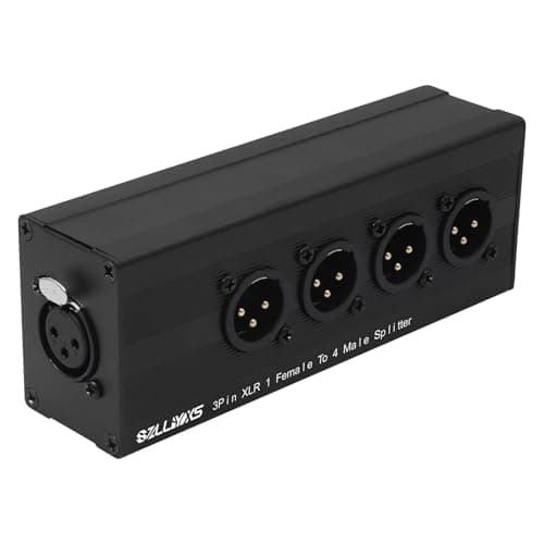 SZLliyxs XLR 1 to 4 Box,4-Way Balanced XLR Splitter Box,3Pin XLR 1 Female to 4 Male Splitter,1-In-4-Out Audio Distributor for Studio, Live, Mixer, Amplifier, Preamps, Powered Speaker - Image 1