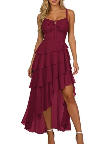 SCARLET DARKNESS Hi-Low Ruffle Renaissance Pirate Fairy Gothic Corset Dress - Image 1