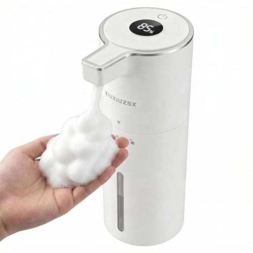 Automatic Foaming Soap Dispenser Touchless Upgrade Pump Uneasy Plugging Wall Mounted USB Rechargeable, 4-Level Adjustable 13.52oz Modern Electric Hand Soap Dispenser Kitchen Bathroom Kids Family White - Image 1