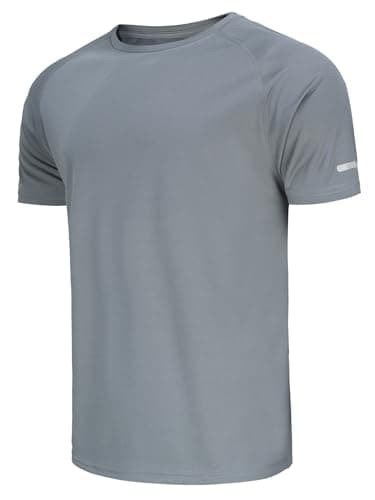 X-thud Workout Shirts for Men Short Sleeve Quick Dry Athletic Gym Active Running T Shirt Moisture Wicking Grey M - Image 1