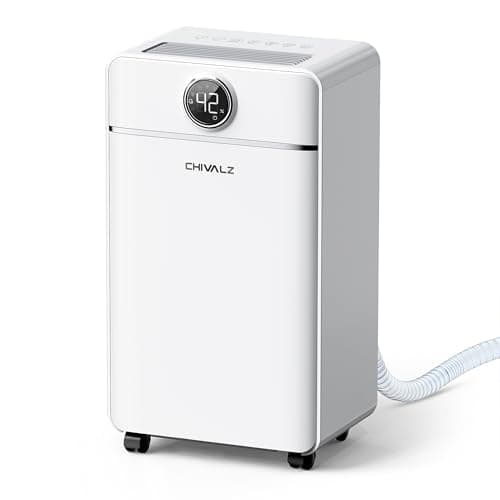 CHIVALZ 1500 Sq.ft Dehumidifier for Basement with Drain Hose, 25 Pints Dehumidifiers for Home, Bedroom, Bathroom, RV, Quiet, Intelligent Humidity Control, 3 Modes, 24H Timer, White 1Pack - Image 1