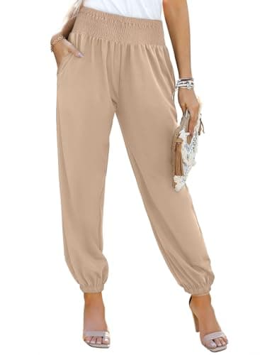 Dokotoo Boho Pants for Women Summer Harem Pants High Waisted Wide Leg Casual Lounge Pant Flowy Beach Palazzo Trousers Joggers Outfits for Women Trendy 2025 - Image 1