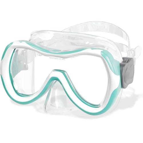 Aegend Kids Swim Mask Goggle, Swimming Goggles with Nose Cover Tempered Glass 180° HD Wide View