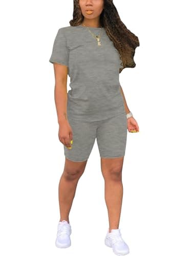 STOLKISS Vacation Outfits for Women 2 Piece Sets Casual Dressy Slim Curvy Top and Elastic Waist Sport Shorts Sets - Image 1
