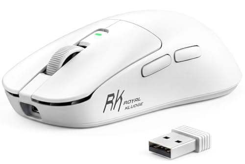RK ROYAL KLUDGE RK MO3 Wireless Gaming Mouse, 48g Lightweight Computer Mouse, Bluetooth/2.4G/Wired Rechargeable PC Game Mice with Programmable Buttons and Silent Clicks, 6000 DPI for Laptop/Mac, White - Image 1