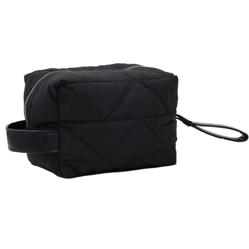 RCFJ b y K L A N D Quilted Makeup Bag Travel Cosmetic Bag, Soft Polyester Toiletry Bag for Women, Small Cosmetic Bag Portable Organizer with Dual Handle, Lightweight Storage Pouch - Image 1
