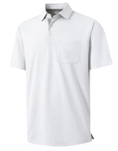 M MAELREG Golf Shirts for Men Dry Fit Short Sleeve Casual Collared Pocket Moisture Wicking Men's Polo Shirts Grey - Image 1