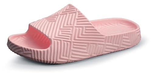 Weweya Shower Slippers Women Men Lightweight House Slides for Bathroom Dorm Beach Gym Pink Women Size 9 Men Size 7 - Image 1