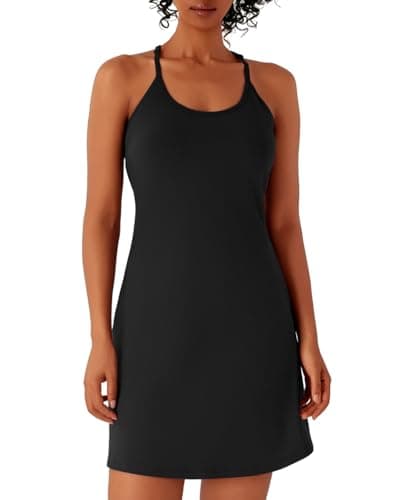 Womens Tennis Dress Athletic Dress with Built-in Shorts Pockets-Golf Workout Adjustable Straps Summer for Women Outfits Black - Image 1