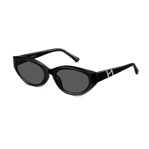 LOHO Acetate Cat Eye Sunglasses for Women,2026 Retro Oval Y2K 90s Fashion Design Black Cat Eye Sunglasses,Lightweight Trendy Narrow Shade Sunglasses Cat Eye for Outdoor Driving Travel Patry Sea - Image 1