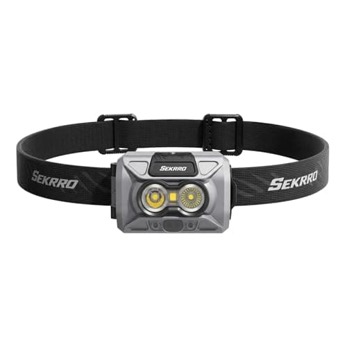 Sekrro F8 Headlamp Rechargeable, 800 Lumen Super Bright LED Head Lamp, IP67 Waterproof with Motion Sensor and Red Light, AAA Battery Compatible for Work, Camping, Running, Hiking - Image 1