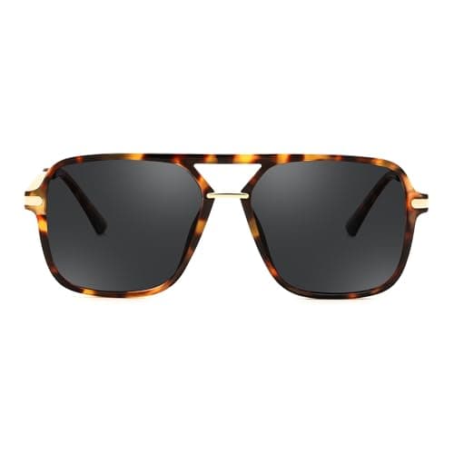 FEISEDY Retro Square Aviator Sunglasses for Women & Men, Polarized Lens, Classic Double Bridge Frame Shades B4195 - Image 1