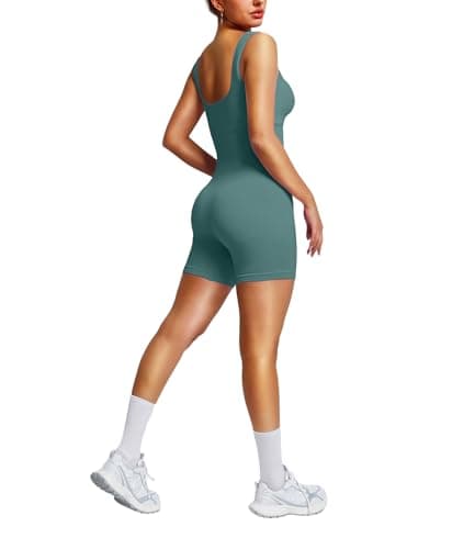 BRXL Shapewear Jumpsuits for Women Built-in Bra Square Neck One Piece Bodycon Bodysuits Shorts Summer Workout Outfits - Image 1