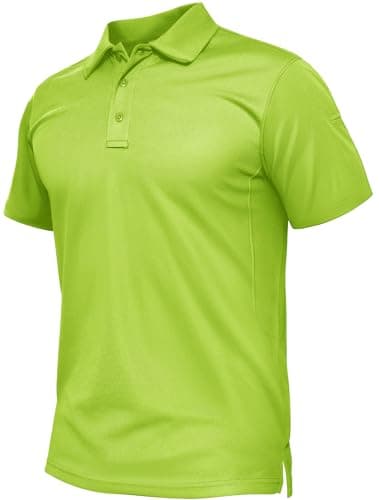 TACVASEN Green Polo Shirts for Men Short Sleeve Dry Fit Collared Shirt Performance Pique Polos for Athletic Golf Tactical L - Image 1