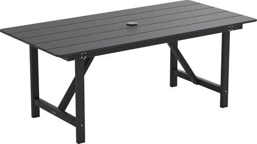 UDPATIO HDPE Outdoor Dining Table Heavy Duty All-Weather Resistant with Umbrella Hole Furniture for Patio, Poolside, Deck, Garden, Porce, Kitchen, Room,Light-Black,1Table - Image 1