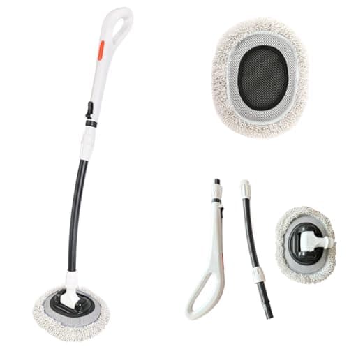 3-Section Telescopic Car Wash Brush with 15° Curved Aluminum Alloy Handle & 180° Adjustable Head | Non-Scratch Brush for Car Truck RV Boat Wheel Well Solar Panels Cleaning - Image 1
