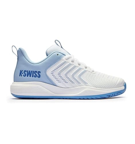 K-Swiss Women's Ultrashot Light Pickleball Tennis Shoe - Lightweight Court Shoes Lateral Movement Stable Support, White/Blue/Multi 8.5 M - Image 1