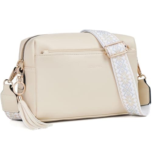 Roulens Triple Zip Small Crossbody Bag for women,Wide Strap Cell Phone Purse Shoulder Handbag Wallet with Credit Card Slots - Image 1