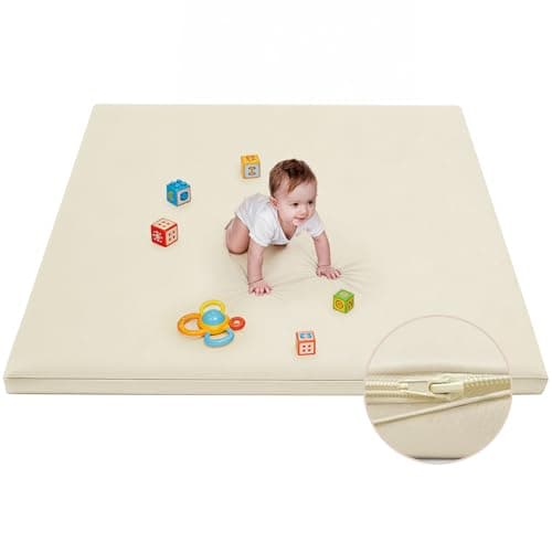 ILPEOD Waterproof Baby Play Mat for Floor Memory Foam 74 * 50 Cushion Playpen Playmat Tummy Time Crawling Mat Nursery Rug Thick Pad Create Soft & Safe Area for Infants,Toddler,Kids,Beige - Image 1