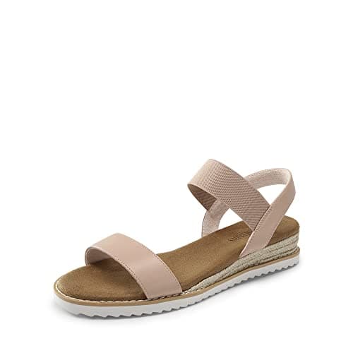 DREAM PAIRS Womens Espadrilles Ankle Stretch Elastic Strap Open Toe Comfortable Wedges Flats Spring Dressy Sandals Shoes 2026 for Women,Size 6.5,Nude/Pink,SDPW2310W - Image 1