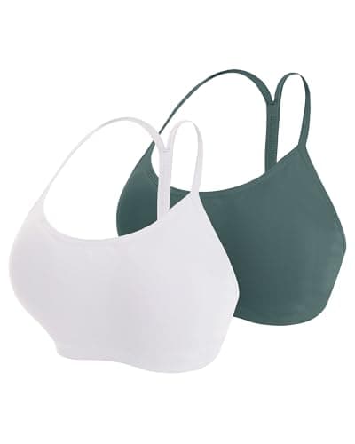 UG Active 2 Pack Women Y Back Sports Bras with Removeable Pads Low Impact Racerback Yoga Bra Spaghetti Workout Gym Bras White/Army Green S - Image 1