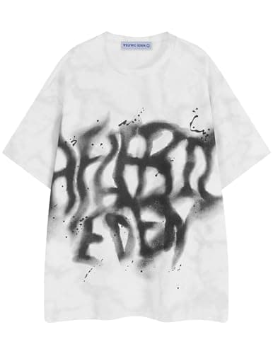 Aelfric Eden Mens Graphic Tee Shirts Oversized Baggy Loose Cotton T-Shirt Streetwear Casual Summer Y2k Shirt White - Image 1