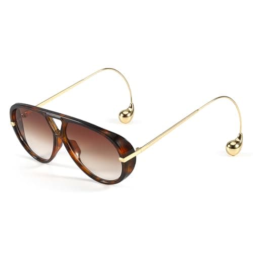 SODQW Oversized Aviator Sunglasses for Women With Earring Trendy Large Big 2025 Designer Shades Adjustable Temples - Image 1