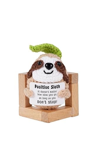 Gifts for Him Her, Positive Crochet Animals,Card Conten: Positive Sloth, It Doesn't Matter How Slow You Go, As Long As You Don't Stop! Encouragement Gifts for Women Men - Image 1