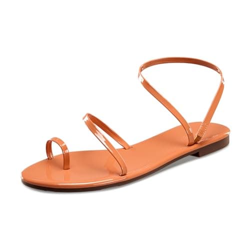 Strappy Greek Flat Sandals for Women Dressy Beach Slip-On Shoes | Unique Strap Design, Non-Slip Sole, Pearlized Leather Upper, Dressy Strappy Sandals for Casual, Beach, Everyday Wear - Image 1