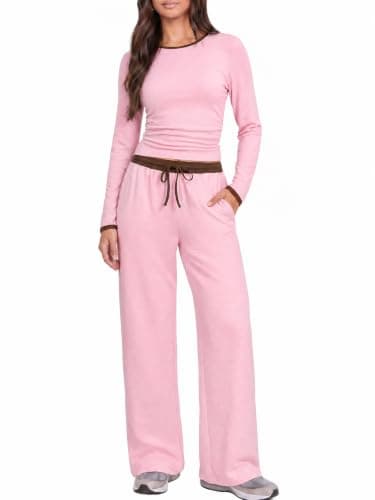 Casly Lamiit Lounge Sets for Women Side Ruching Shirt Match Baggy Pants Set - Image 1