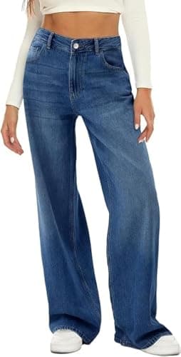 HDLTE Women Wide Leg Jeans High Waist Baggy Jeans Loose Boyfriend Jean Denim Pants Y2K - Image 1