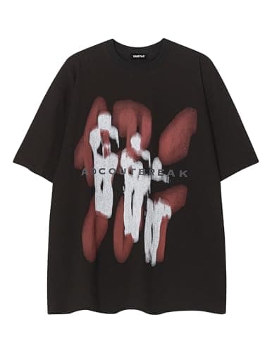 Vamtac Graphic Tees for Men Oversized Portrait Graffiti Tshirt Crewneck Short Sleeves T Shirts Summer Cotton Tops Black - Image 1