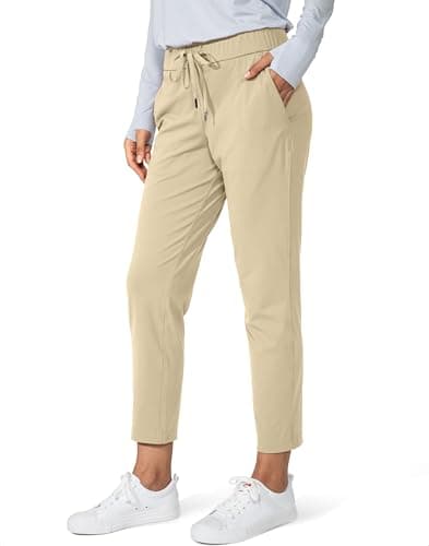 G Gradual Women's Pants with Deep Pockets 7/8 Stretch Sweatpants for Women Athletic, Golf, Lounge, Work (Khaki, X-Large) - Image 1