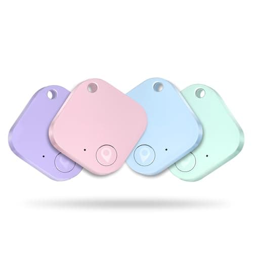 Bluetooth Tracker Tag with Extra Battery, Work with Apple Find My (iOS Only, Not for Android), Item Finder for Keys, Backpack, Suitcase, Wallet, Luggage, Black (Colorful, 4 Pack) - Image 1