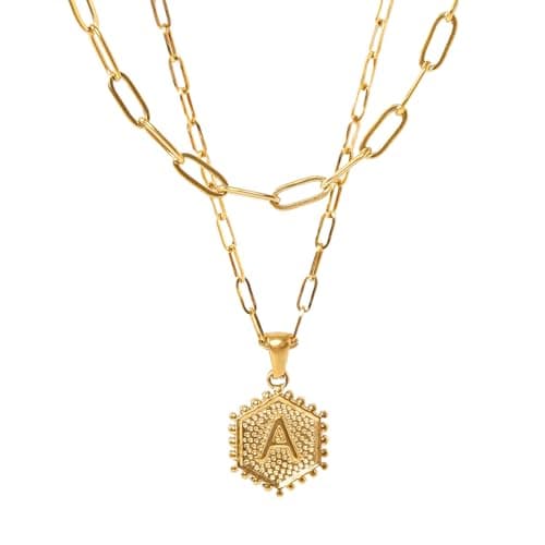 PNNY AMDA Initial Necklace for Women: 18K Gold Plated Paperclip Chain Layering Letter Name Pendant – Layered Necklace Trendy Jewelry Gifts (A.) XL-SLTZM-A - Image 1