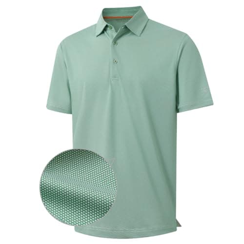 M MAELREG Mens Polo Shirts Short Sleeve Dry Fit Moisture Wicking Jacquard Performance Sport Golf Shirts for Men Emerald - Image 1