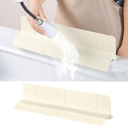 18" Upgraded Silicone Sink Splash Guard Released in 2026,Self-Draining Water Splash Guard for Kitchen Sink,Bathroom and Kitchen Island,with 3.5" High Splash Guard & 6 Strong Suction Cup (Beige) - Image 1