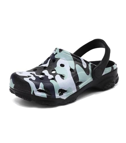 Cofopo Boys and Girls Camo Clogs for Kids,Unisex Eva Mules for Big Kid,Little Kid,Boy and Girl Closed Toe Slide Sandals,Camo Blue - Image 1